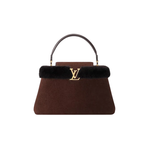 Louis Vuitton Capucines MM Souple 'Chocolate Suede Calfskin Leather And Shearling'