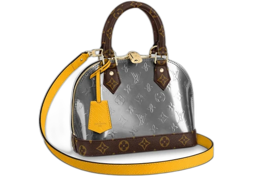 Louis Vuitton Alma Metallic Monogram Vernis BB Bitume Metallise Metallic Gray