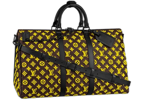 Louis Vuitton Keepall Triangle Bandouliere Monogram Tuffetage 50 Yellow
