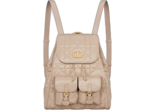 Dior Medium Caro Macrocannage Lambskin Backpack Powder Beige