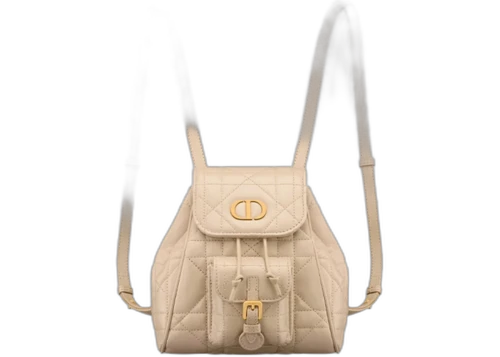 Dior Small Caro Macrocannage Lambskin Backpack Powder Beige