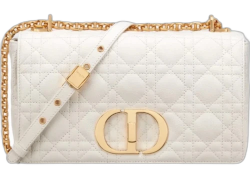 Dior Medium Caro Supple Cannage Calfskin Bag Ivory