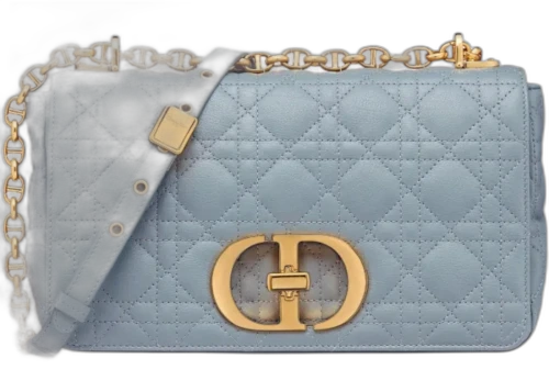 Dior Medium Caro Supple Cannage Calfskin Bag Cloud Blue