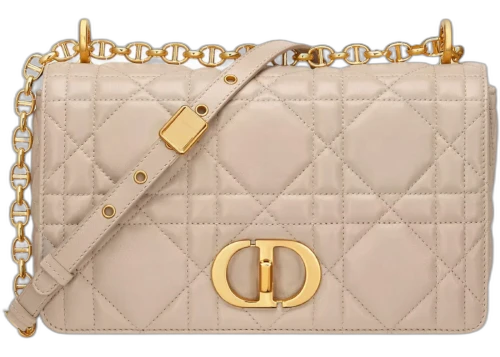 Dior Medium Soft Caro Macrocannage Lambskin Bag Powder Beige