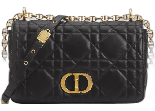 Dior Medium Soft Caro Macrocannage Lambskin Bag Black