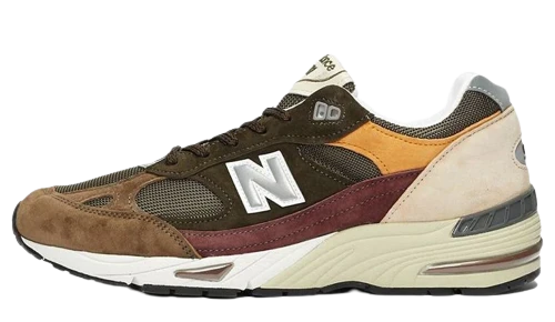 New Balance 991 Olive Burgundy Brown