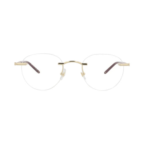Montblanc Round-Frame Metal Optical Frames 'Gold Burgundy Transparent'