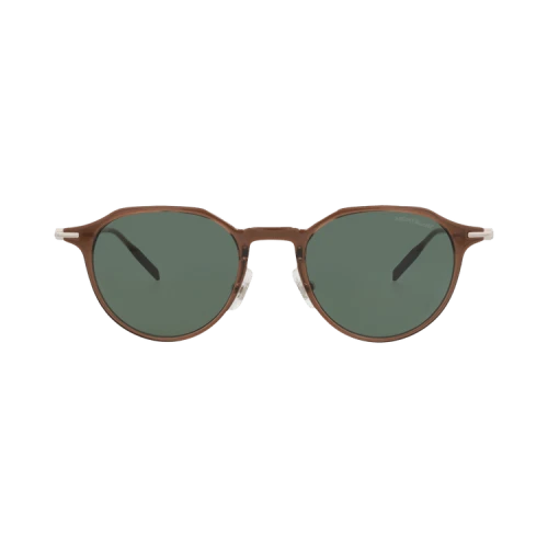 Montblanc Round-Frame Injection Sunglasses 'Brown Silver Green'
