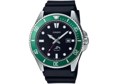 Casio Men’s Black and Green Bezel Dive Watch MDV-106B-1A3VCF