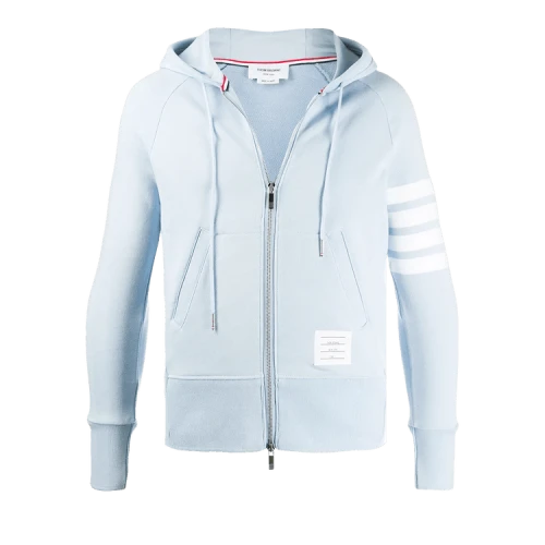 Thom Browne 4 Bar Classic Loopback Full Zip Hoodie 'Light Blue'