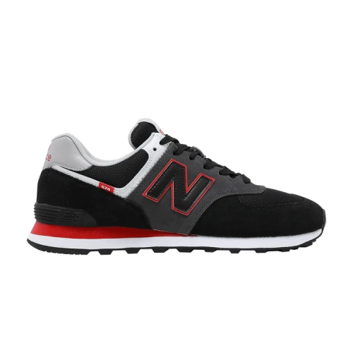 New Balance 574 Black Grey Velocity Red