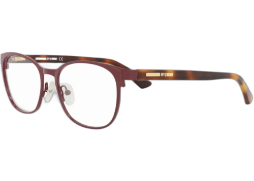 McQ Alexander McQueen Square Rectangle Optical Frames Burgundy Avana Transparent (MQ0116OP-30002418-003)