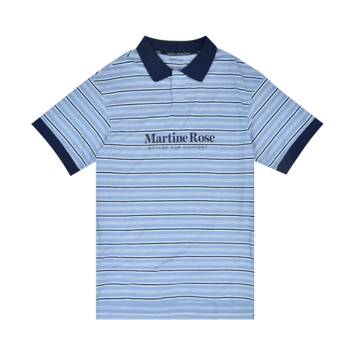 Martine Rose Knitted Stretched Polo 'Blue Stripe'