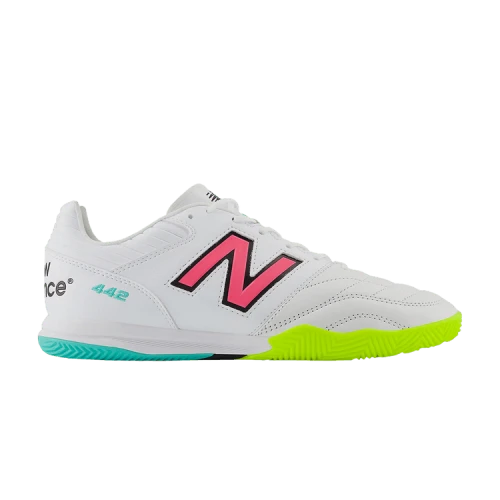 New Balance 442 Pro Indoor v2 White Hi-Lite Neon Pink