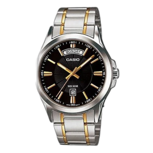 CASIO Quartz Waterproof Unisex Mens SilverBlack Analog