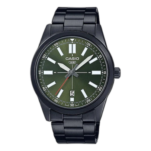Casio Dress Pointer Display Analog Watch 'Metallic Black Green'