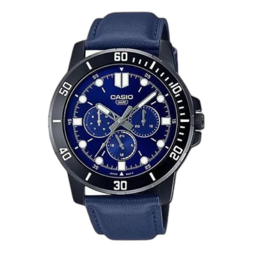 CASIO Dress Series Classic Minimalistic Sports 45mm waterproof Strap Mens Blue Analog