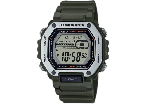 Casio Men's Heavy-Duty Digital Sport Watch with Green Band MWD-110H-3AV