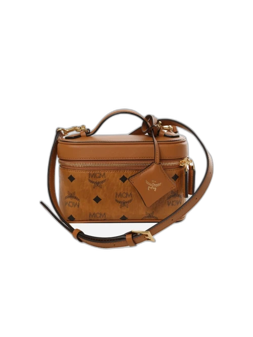 MCM Aren Vi Leather Mix Crossbody Mni Bag Cognac