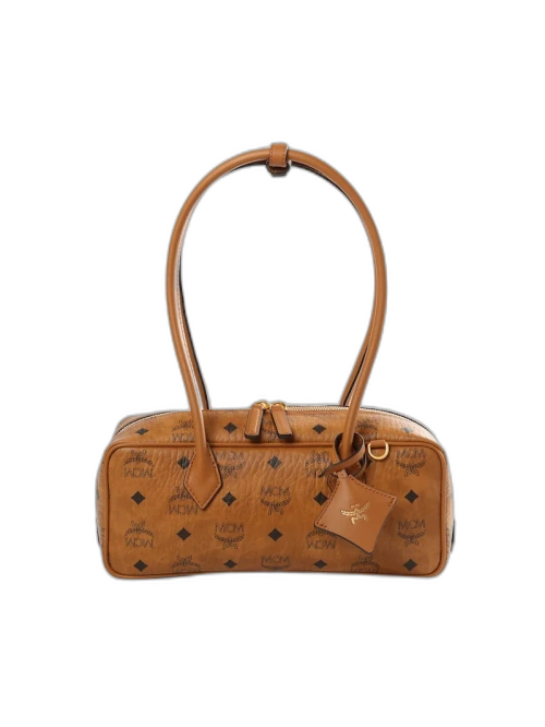 MCM Aren Vi Shouler Small Bag Cognac