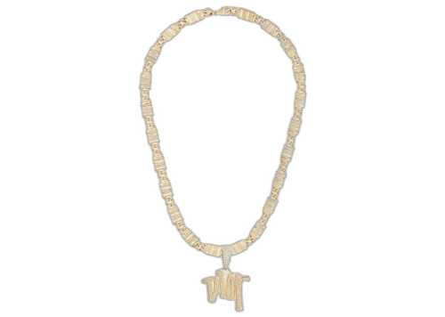 Dior And Shawn Chain Link Necklace Gold-Tone Brass with Crystals