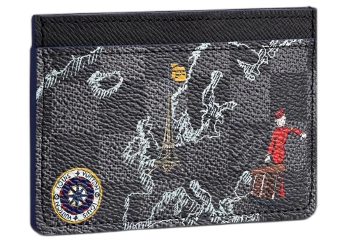 Louis Vuitton Porte Cartes Simple Damier Graphite Map Black Lining