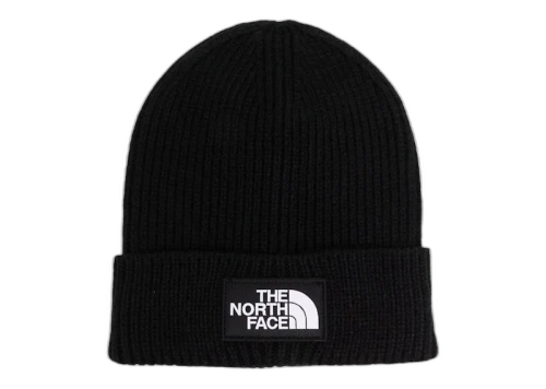 The North Face Logo Patch Ribbed Beanie Black