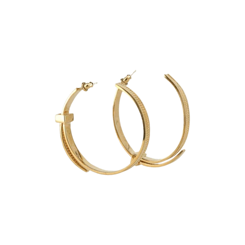 Ambush Asymmetric Zip Tie Hoop Earrings 'Metallic Gold'