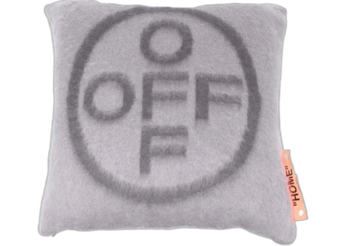 OFF-WHITE Brushed OFF Cross Big Pillow Light Grey
