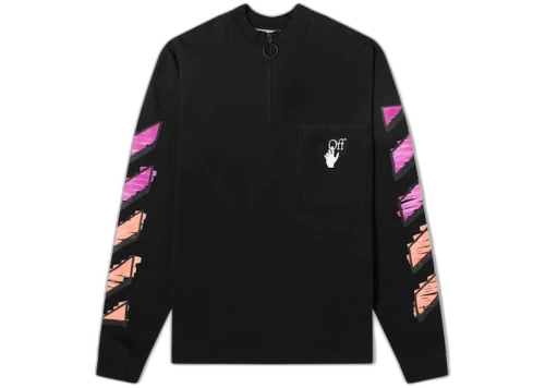OFF-WHITE Marker Zip Mockneck Black/Fuchsia