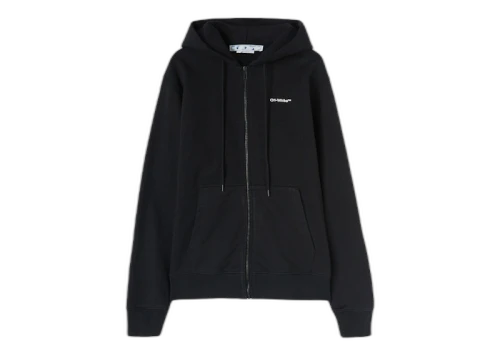 OFF-WHITE Wave Outl Diagonal Slim Zip Hoodie Black/White