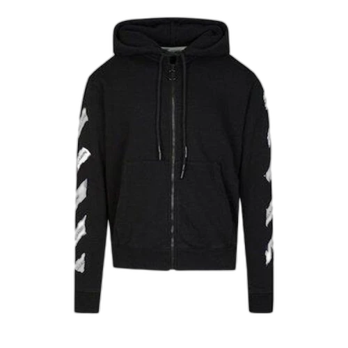 OFF-WHITE Slim Fit Airport Tape Zip Up Hoodie Black/Multi