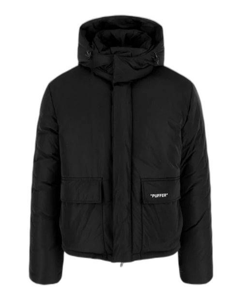 OFF-WHITE Outline Diag Quote Puffer Jacket (OMED039S-FAB001-1001) Black