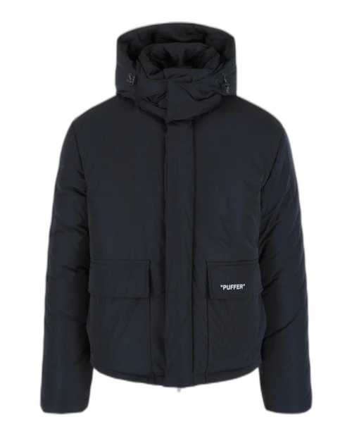 OFF-WHITE Outline Diag Quote Puffer Jacket (OMED039S-FAB001-4601) Black