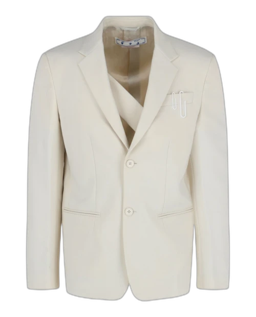 OFF-WHITE Double Pap 2butt Drill Blazer White