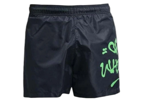 OFF-WHITE Graffiti Logo Swim Shorts Black/Green