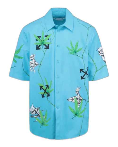 OFF-WHITE Weed Over S/S Shirt Blue