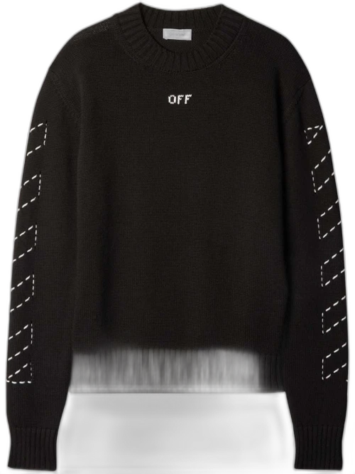 OFF-WHITE Arrows-Embroidery Crew-Neck Jumper Black