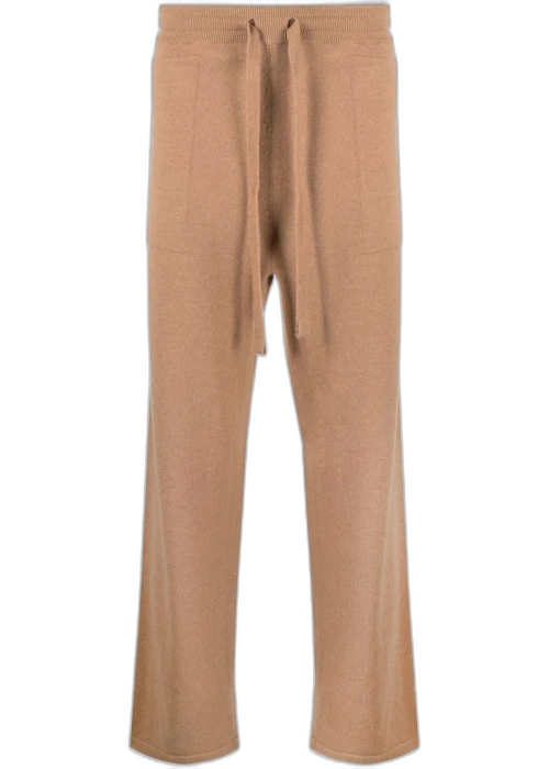 OFF-WHITE Logo Embroidered Cashmere Joggers Camel