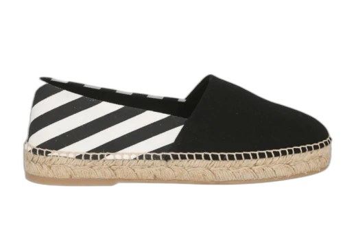 OFF-WHITE Striped Canvas Espadrilles Black White (Women's)