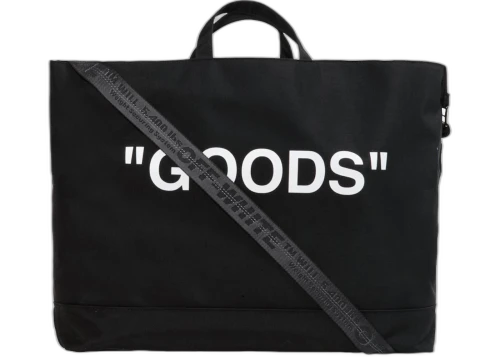 OFF-WHITE Quote Tote Bag "GOODS" Black White