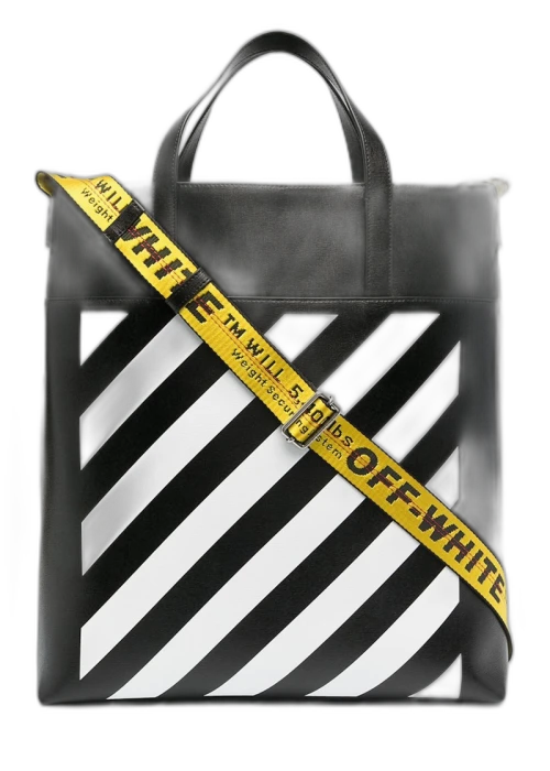 OFF-WHITE Diag Striped Industrial Belt Strap Tote Black/White