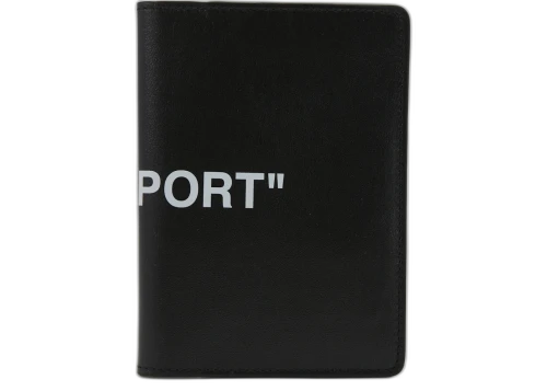 OFF-WHITE Quote Passport Wallet Black White