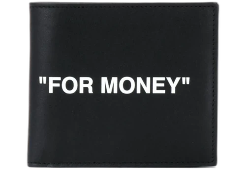 OFF-WHITE Printed Bi-Fold Wallet (4 Card Slot) "FOR MONEY" Black/White