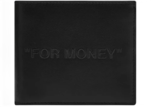 OFF-WHITE Debossed "For Money" Quote Bifold Wallet (8 Slot) Black