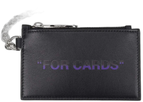 OFF-WHITE Card Case Quote Key Ring Black/Violet
