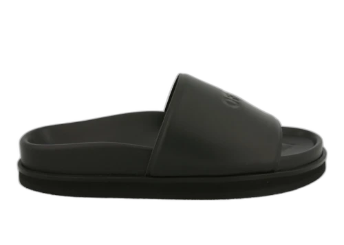 OFF-WHITE Cloud Stamp Leather Slides Black (Women's)