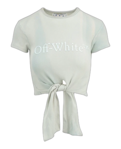 OFF-WHITE Laundry Ribbed Crop Top Blue