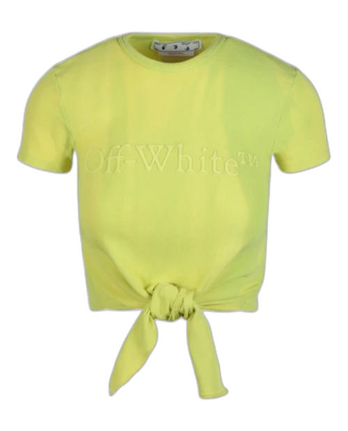 OFF-WHITE Logo Rib Knotted Crop Green