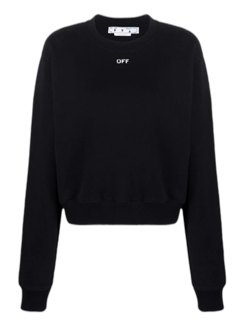 OFF-WHITE Women's OFF-Stamped Cropped Sweatshirt Black/White